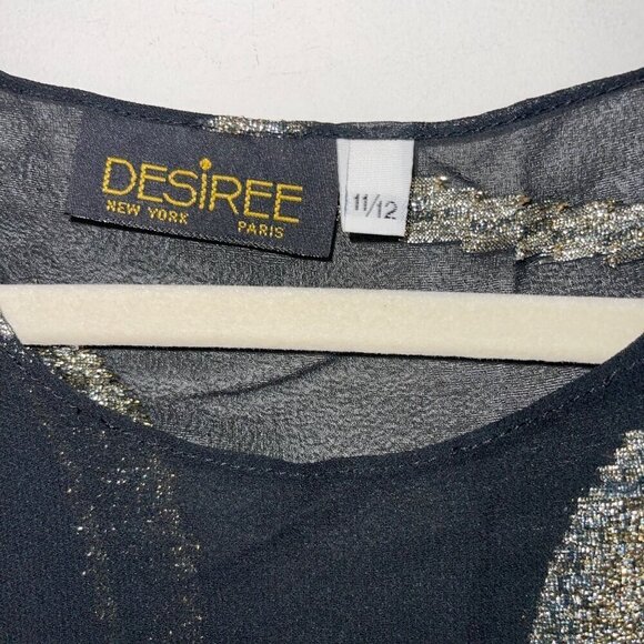 Desiree New York Paris Vintage Womens Dress Size 12 Black Sheer Metallic Midi - Picture 4 of 9